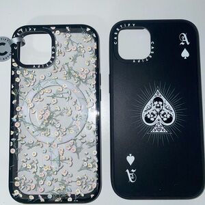 Casetify Black and Clear Floral Spade Phone Case Duo